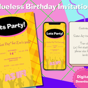 Personalizado de cartão de aniversário de download digital | Cartão customizável "à nora" de Evite de <br> Entrega Rápida? Mesmo dia | Aniversário de bebê dos anos 90