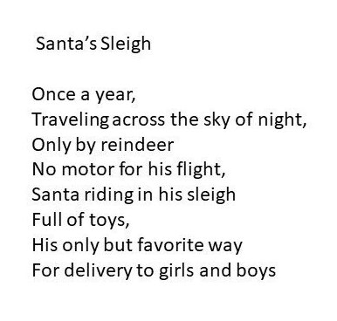 Santa's Sleigh, Original Poetry, Set of 15 Cards, Envelopes Included