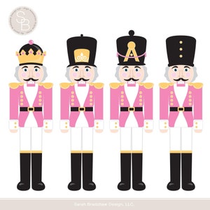 Conjunto de clipart de quebra-nozes rosa. Clipart de quebra-nozes rosa. Arte de clipe de Natal. Clipart de quebra-nozes. Quebra-nozes SVG. Download instantâneo. ID224R