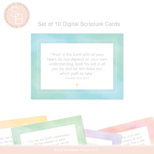 Tarjetas de versículos bíblicos inspiradores, tarjetas de versículos bíblicos en acuarela, versículos bíblicos imprimibles, descarga digital, archivos JPG, tamaño carta de EE. UU. 8,5 x 11 pulgadas