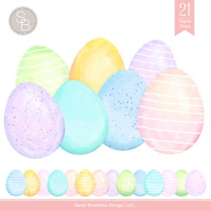 Oeuf de Pâques aquarelle, clipart, clipart de Pâques, oeufs de Pâques mouchetés, oeufs de Pâques dessinés à la main, clipart de Pâques mignon, téléchargement numérique, ID274
