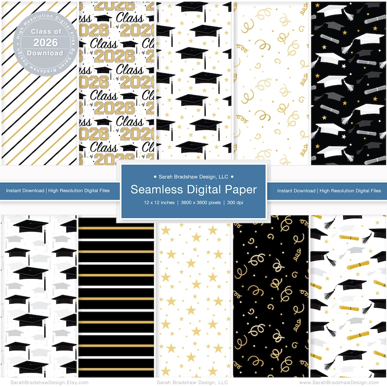 Seamless Graduation Digital Paper. Class of 2026 Download. High School ...