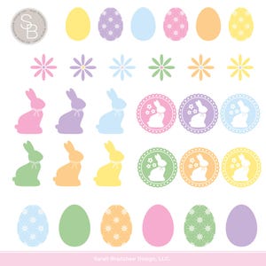 Clipart lapin de Pâques. Clipart de Pâques. Oeufs de Pâques. Embellissements de Pâques. Clipart fleur. Clipart de Pâques mignon. Téléchargement de Pâques. ID229A