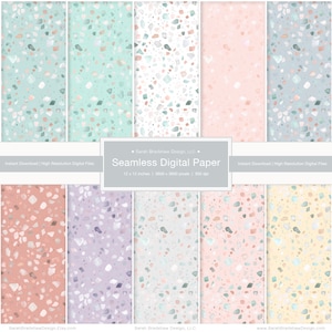 Seamless Digital Paper. Cyfrowy wzór. Nadruk Terrazzo. Seamless Terrazzo. Nadruk Terrazzo Tile. Bezszwowy wzór. Natychmiastowe pobranie 2036