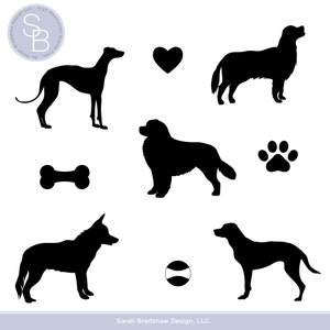 Hunde Silhouette Illustrationen. Hund Clip Art. Welpe Silhouette Clip Art. Schwarze Silhouette. Set aus 5 Hunde-Silhouetten. Sofort Download ID 312