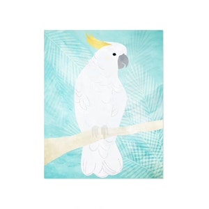 Cockatoo Print. Printable Wall Art. Parrot Illustration. Cockatoo Art Print. Tropical Leaves. Polka Dot Print. Parrot Art. Original Art.