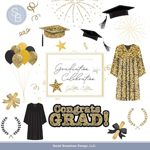Clip art de celebración de graduación. Clip art de graduación con brillantina. Clipart brillante. Clip art de toga y birrete. Lindo clip art de graduación. Archivos PNG 382