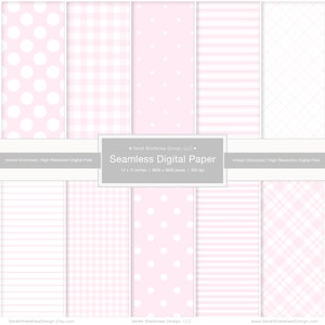 Nahtloses digitales Papier. Digitales Muster. Pastellrosa. Hellrosa digitales Papier. Kariert. Gingham. Polka Dots. Rosa Babyparty. PNG-Dateien