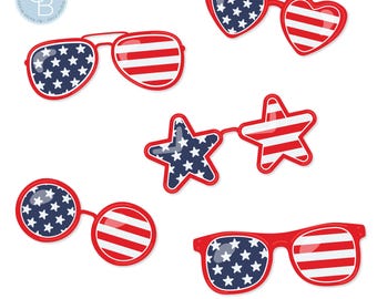 Gafas de sol patrióticas: Estrellas y rayas, rojo, blanco y azul, bandera estadounidense, PNG y JPG (descarga digital)