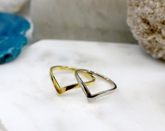 Triple Threat // Chevron Ring, Gold Vermeil oder Sterling Silber, A Modern Boho, Stapelbare Ringe, Silber Boho Schmuck // BH-R004