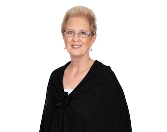 Chemotherapy Wrap | Black Knit Shoulder Wrap with Rosette Closure| Daily Chemo Wear | Cancer Clothing