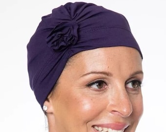 Hats for Hair Loss | Chemo Beanie | Dark Purple Head Cover for Hair Loss | Chemo Cap