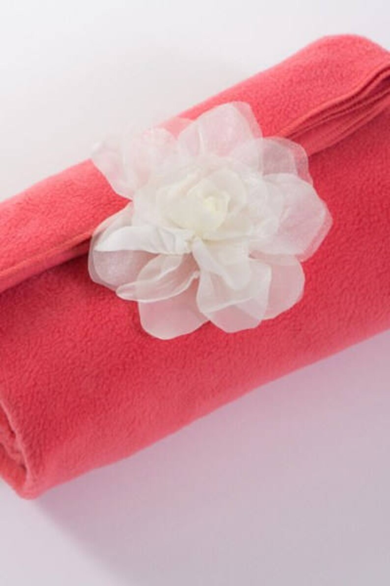 Chemo Blanket Coral Fleece Blanket with Detachable Flower Etsy