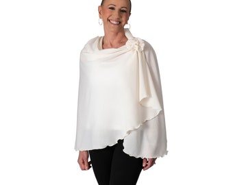 Cozy & Soft Cream Knit Shoulder Wrap for Cancer Patients - Cozy and Stylish Wrap