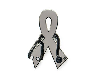 Cancer Awareness | Cancer Gift | Lapel Pin | Gray Ribbon Pin for Brain Cancer Awareness | Doctor Gift