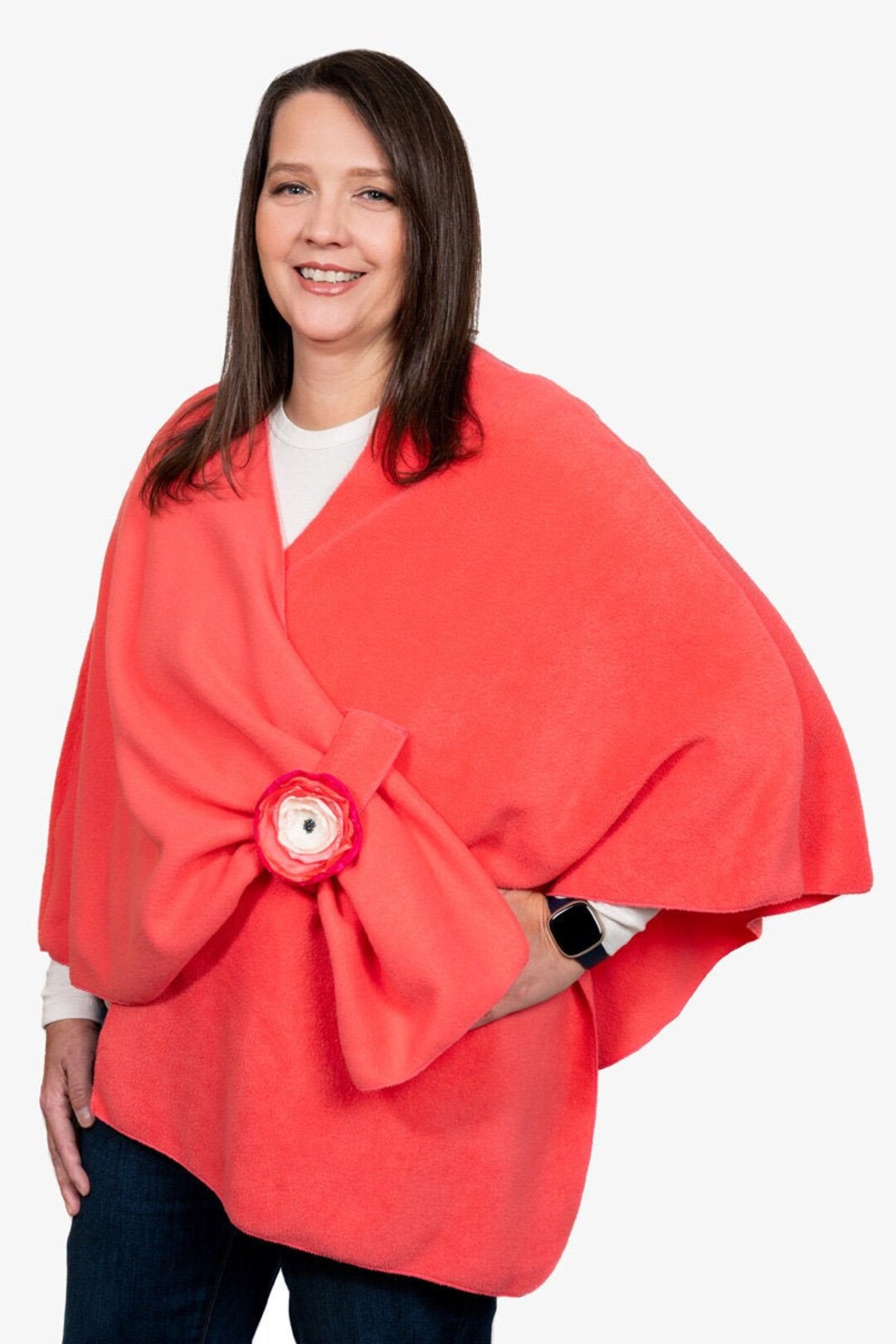 Port Accessible Clothing | Chemotherapy Wrap | Coral Fleece Shoulder