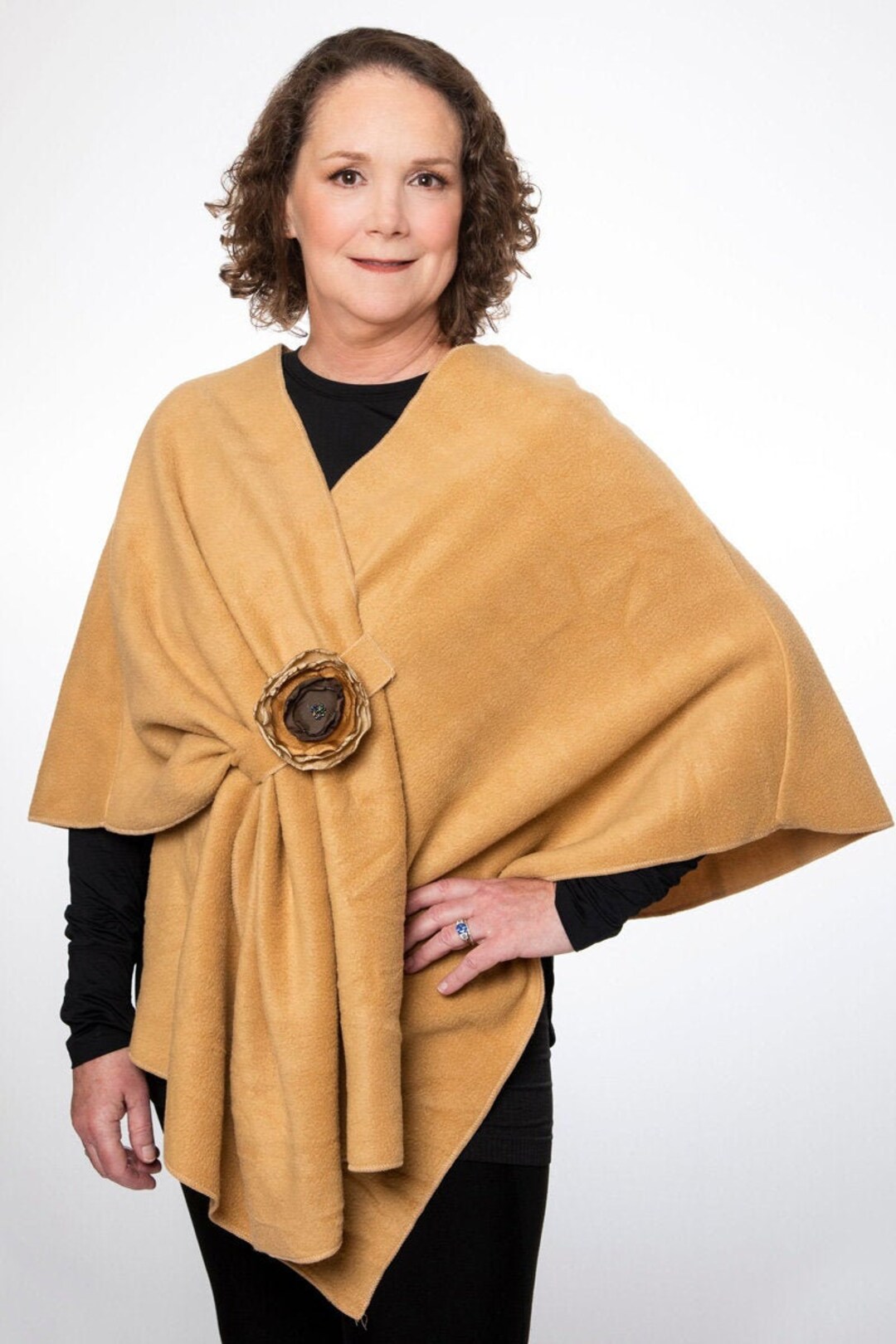 Cancer Clothing| Chemotherapy Wrap | Camel Colored Fleece Wrap| Daily