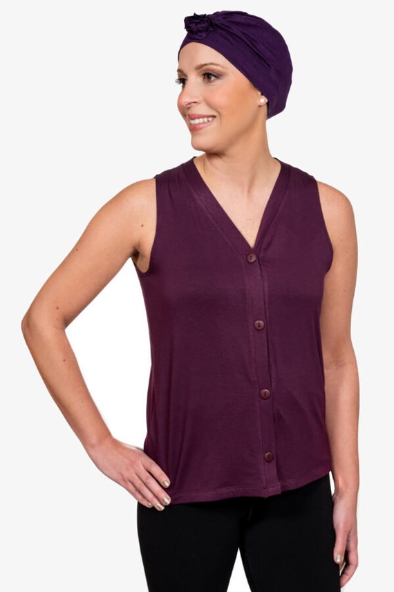 Teal Post Mastectomy Camisole with Inner Drain Pockets