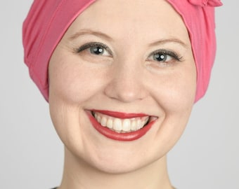 Hats for Hair Loss | Chemo Beanie | Bright Pink Head Cover | Chemo Cap