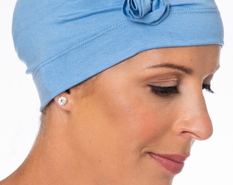 Hats for Hair Loss | Chemo Beanie | Sky Blue Chemo Head Cover | Chemo Cap