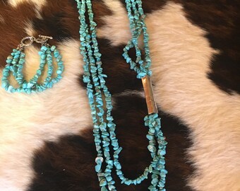 Cowgirl Western Turquoise Necklace & Bracelet Set