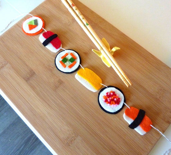 Wool Felt Sushi Sashimi Garland Dorm Room Decor Kids Bedroom Etsy