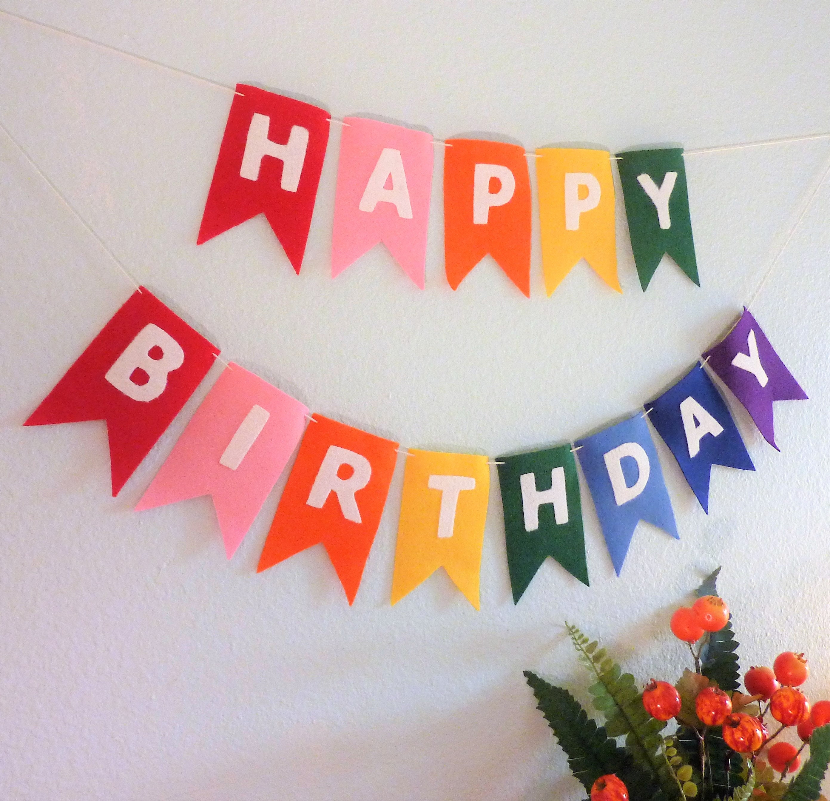 Handmade Felt Happy Birthday Banner in Pastel Colors - Yahoo Shopping