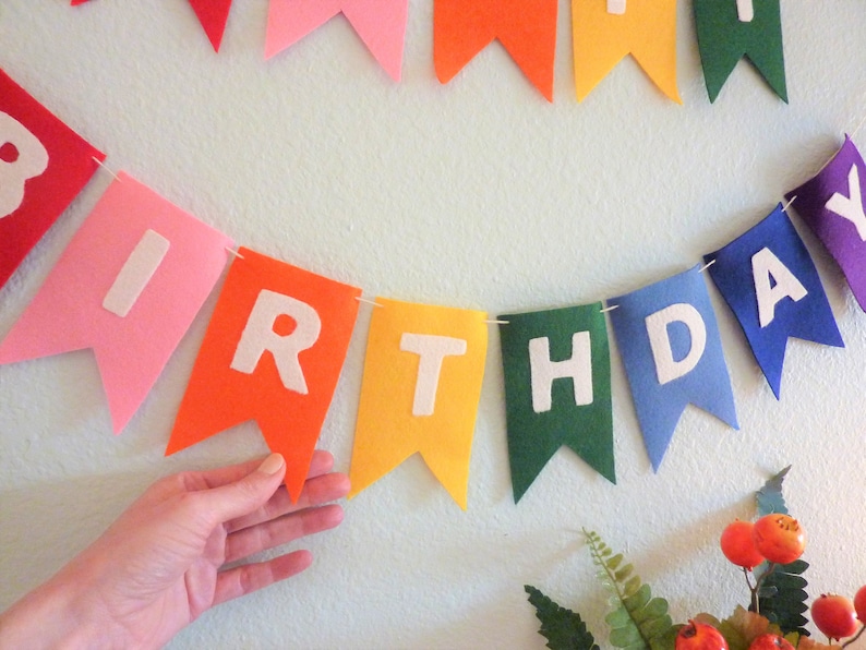 Felt Happy Birthday rainbow banner, rainbow Felt garland, kid birthday party decoration, birthday gift, zero waste birthday, girlfriend gift image 6