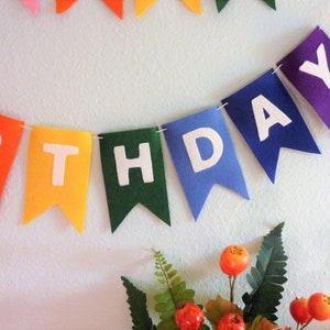 Felt Happy Birthday rainbow banner, rainbow Felt garland, kid birthday party decoration, birthday gift, zero waste birthday, girlfriend gift image 5