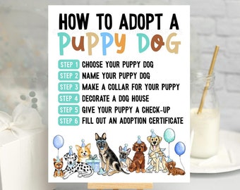 Dog Adoption Sign EDITABLE How to Adopt a Puppy DIGITAL Pawty 8x10 Printable DP314