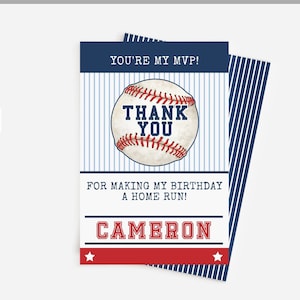 Biglietto di ringraziamento per il baseball - Biglietto di ringraziamento per compleanno sportivo MODIFICABILE - Biglietto di ringraziamento per la festa di baseball DIGITALE stampabile 4" x 6" - Modifica oggi stesso! JT86