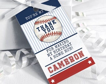 Editable Baseball Favor Tag, Party Gift Tag, Boys, Girls, Birthday Thank you Favor, DIGITAL Printable 2” x 3.5” Edit Today! JT86