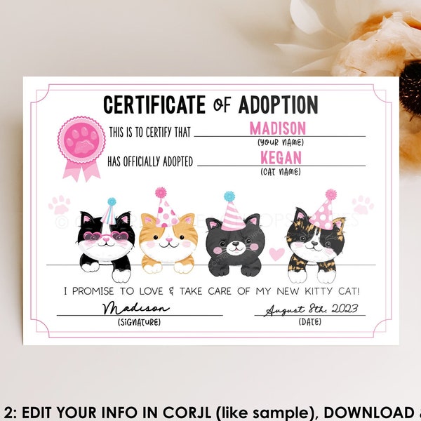 Adopt a Cat Printables Etsy