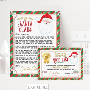 Carta de Papá Noel y certificado de buena lista EDITABLE, correo personalizado imprimible DIGITAL de Nochebuena en el Polo Norte. Editar TODO el texto HO273