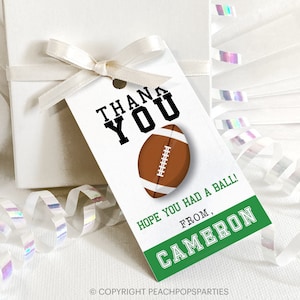 Football Favor Tag, Editable Football Birthday Party Thank You Tag, Football Party Sports Party Gift Tag DIGITAL Printable 2&quot;x3.5&quot; Tag FP77