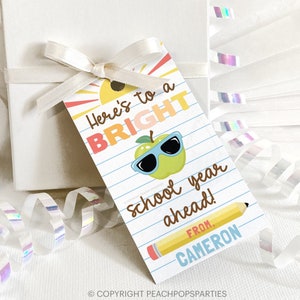 Back to School Gift Tag, Bright School Year, First Day of School, Boho, Teacher Student Classroom DIGITAL Editable Printable Tag 2x3.5 WR191