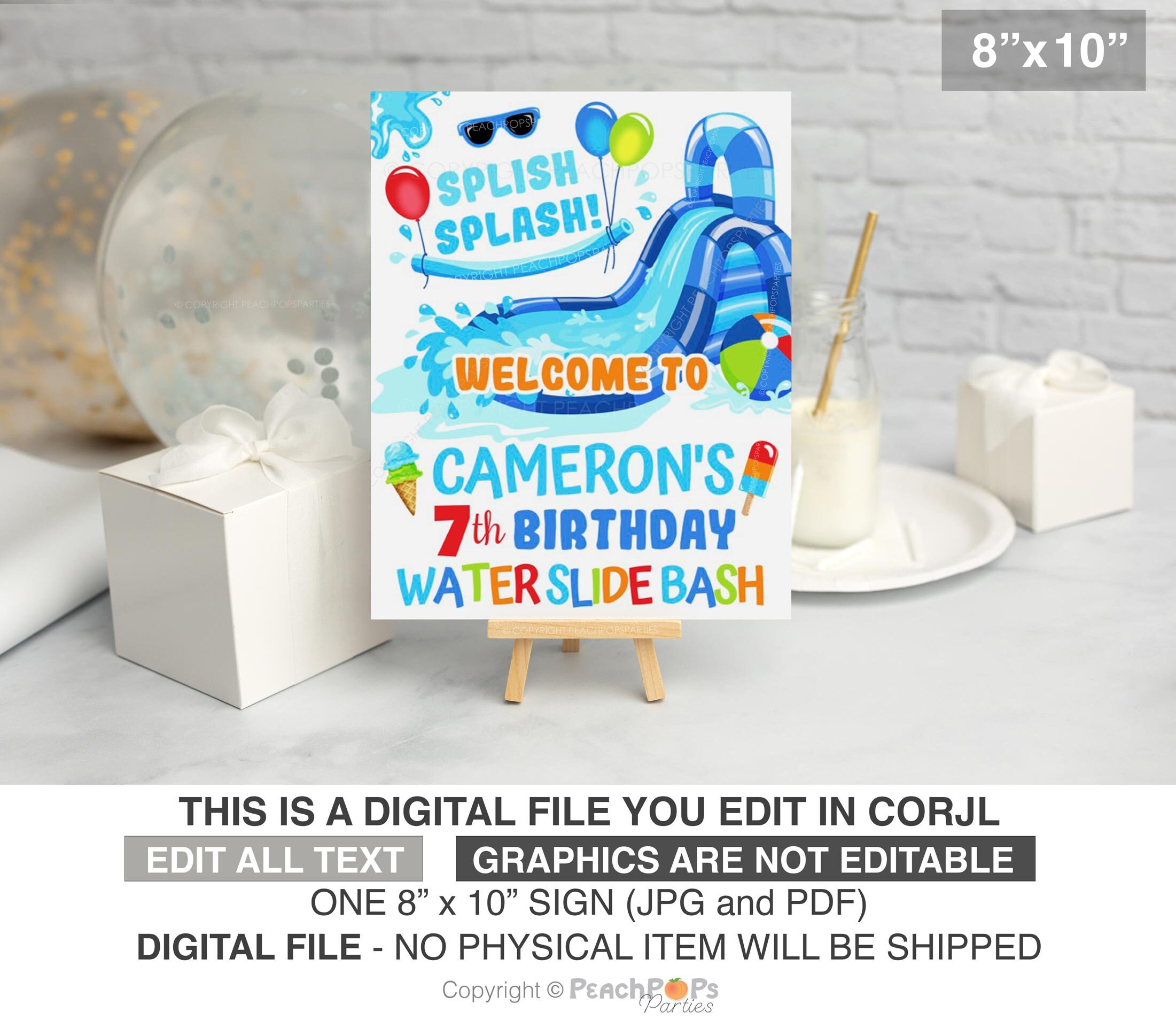 Welcome Water Sign Water Slide Welcome Sign Editable DIGITAL Printable 16x20 18x24 Decor ...