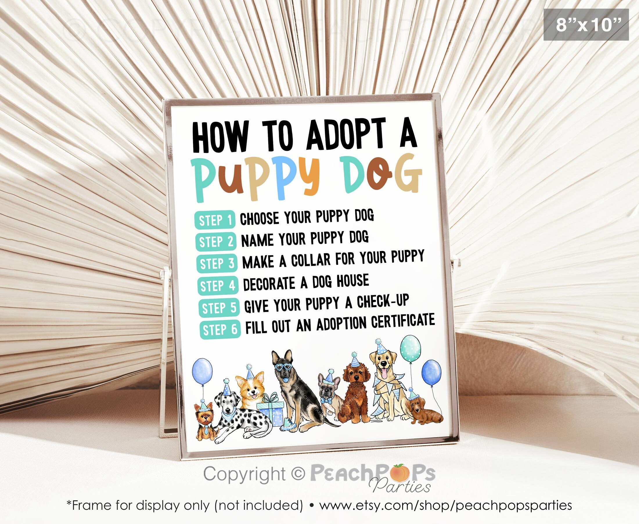 Dog Adoption Sign EDITABLE How to Adopt a Puppy DIGITAL Pawty 8x10 ...