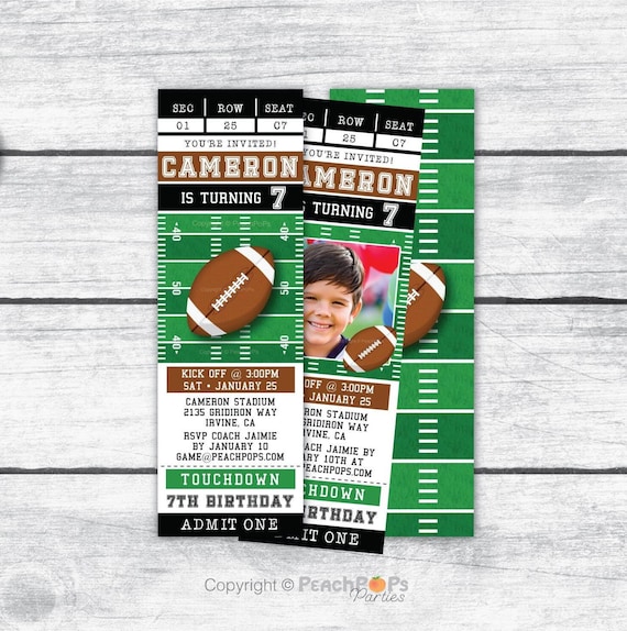 Football Invitation - Birthday - Sports Ticket Style Party Invite - ANY Age - DIGITAL Editable Printable Invite - Self Edit TODAY! FP77