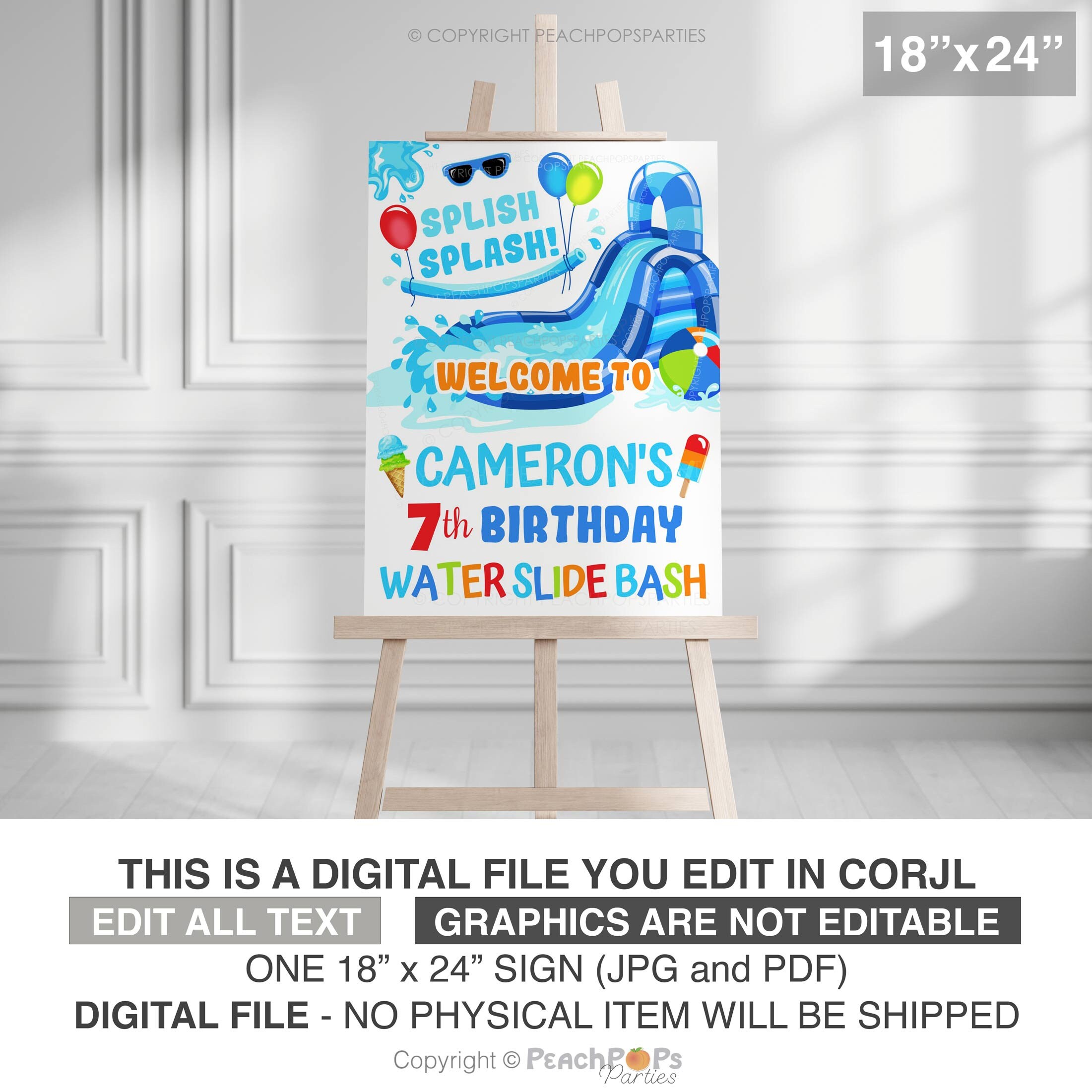 Welcome Water Sign Water Slide Welcome Sign Editable DIGITAL Printable 16x20 18x24 Decor ...