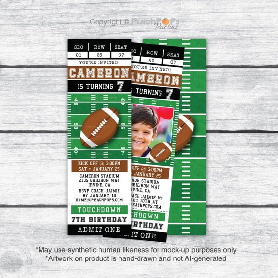 Football Invitation - Birthday - Sports Ticket Style Party Invite - ANY Age - DIGITAL Editable Printable Invite - Self Edit TODAY! FP77