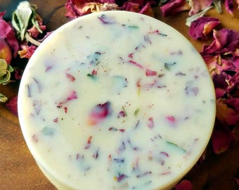 Rose Lotion Bar with Rose Petals - 100% Organic