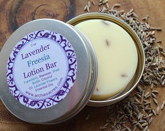 Lavender Freesia Lotion Bar - 100% Organic