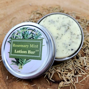 Rosemary Mint Lotion Bar With Mint Leaves - 100% Organic