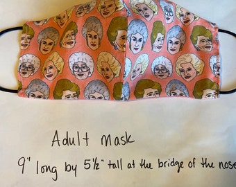 Golden girls adult face mask. Reversible, double layered fabric.