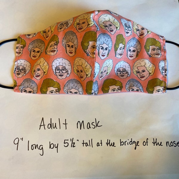 Golden girls adult face mask. Reversible, double layered fabric.