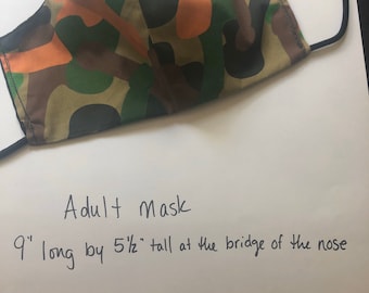 Forest camouflage Penis-flage face mask.  Reversible double layered cotton fabric.