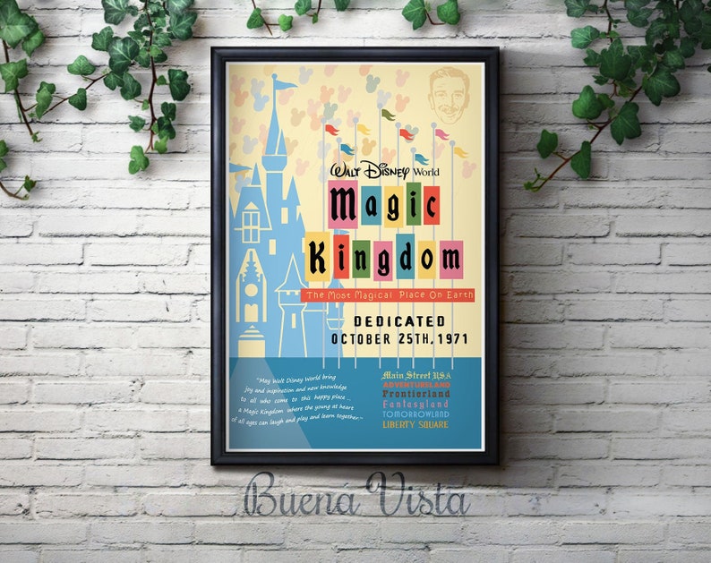 Vintage walt disney world travel print