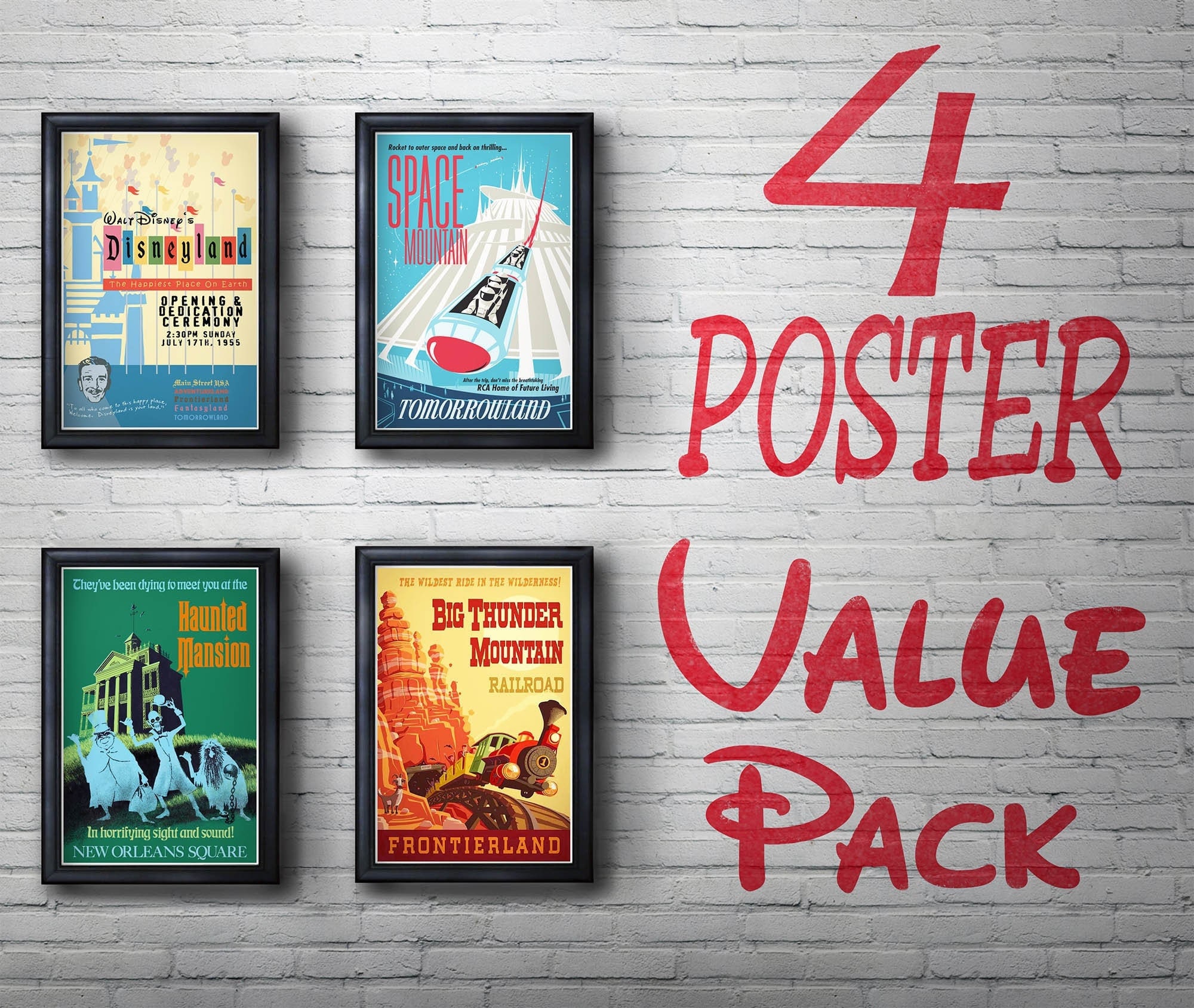 Vintage Disneyland Attraction Poster Set: Disneyland