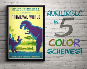 Vintage Disneyland Primeval World Attraction Poster, Disney, Nursery, Kids  Bedroom, Retro, Travel Poster, Wall Art, Santa Fe, Dinosaurs